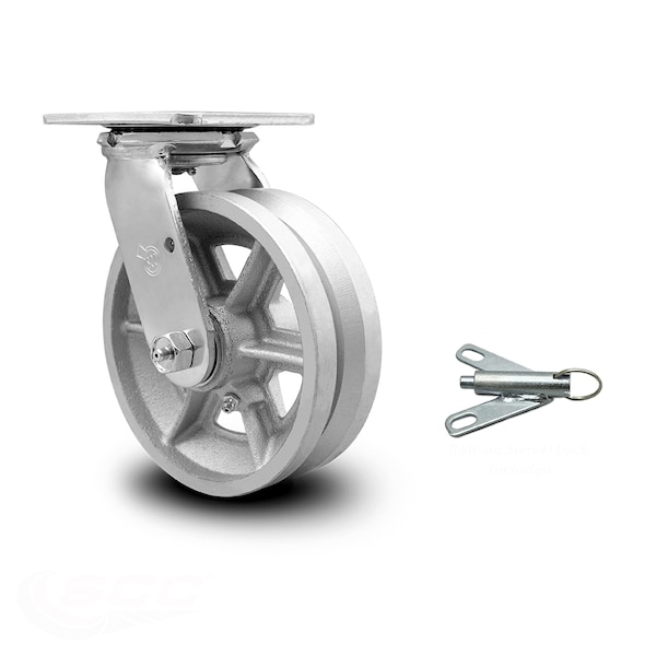 6 Inch V Groove Semi Steel Swivel Caster with Roller Bearing and Swivel Lock SCC